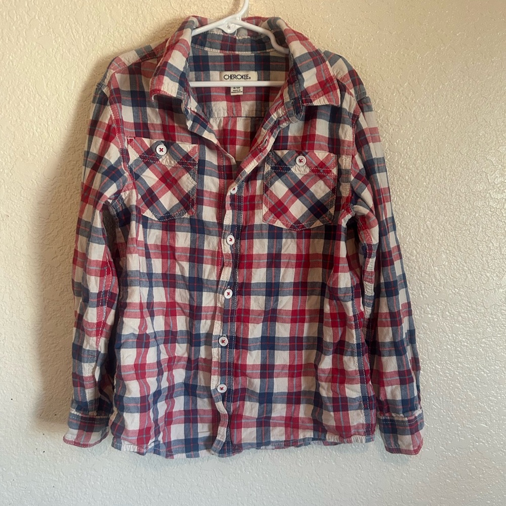 Cherokee Red and Blue Plaid Shirt